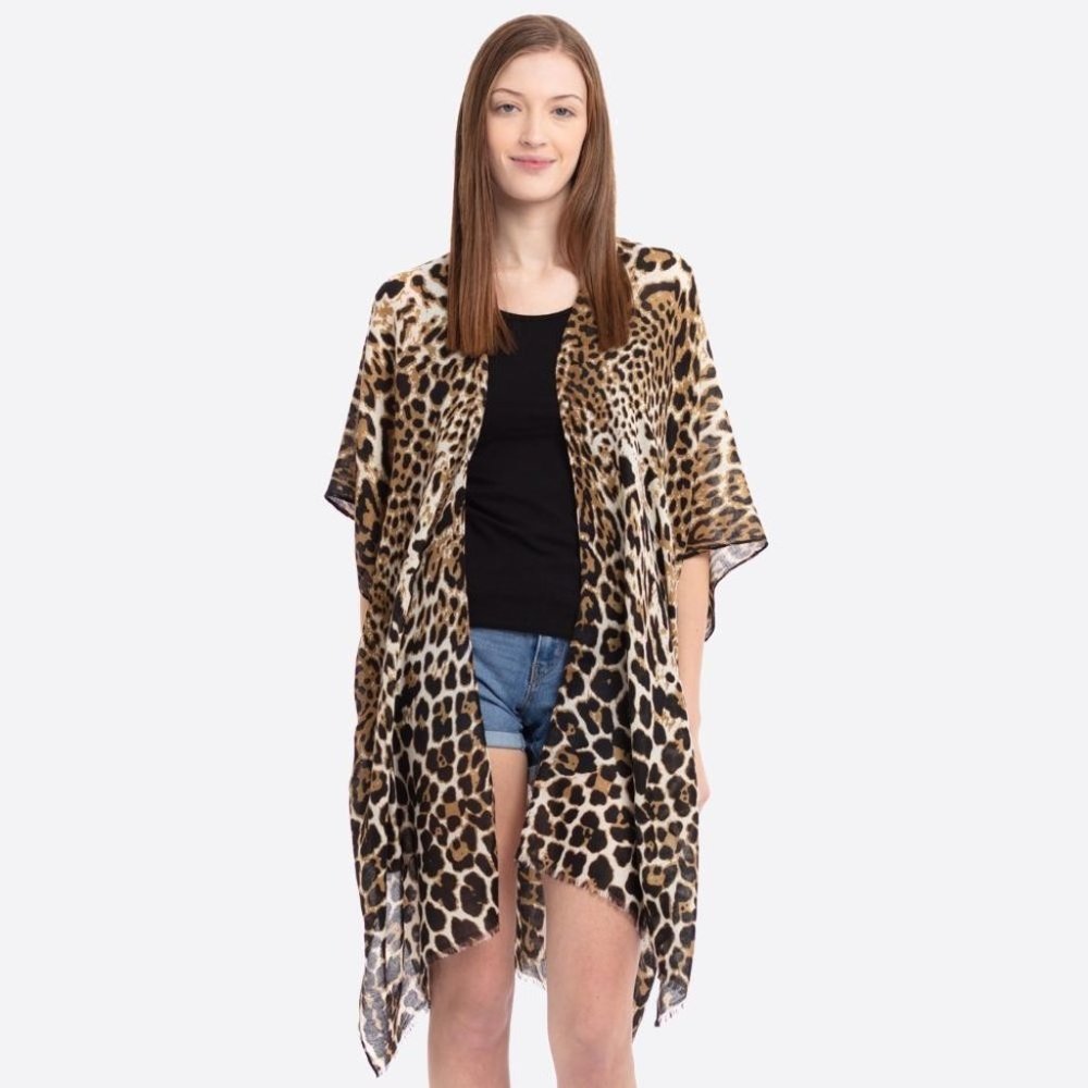 Leopard print kimono cover up